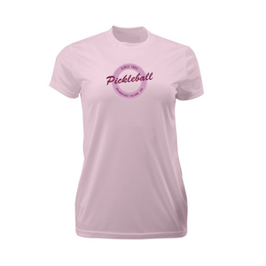 Classic Pickleball - "’65 Throwback" Women’s UPF 50+ Short Sleeve Performance Tee - Soft Pink