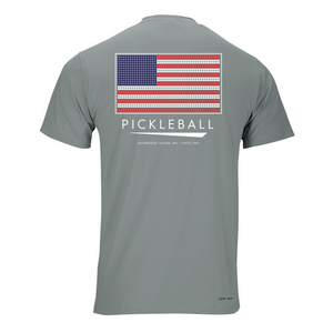 Classic Pickleball - "Pickleball Flag" UPF 50+ Short Sleeve Performance Tee - Grey