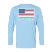 Load image into Gallery viewer, Classic Pickleball - &quot;Pickleball Flag&quot; UPF 50+ Long Sleeve Performance Tee - Sky Blue