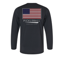 Load image into Gallery viewer, Classic Pickleball - &quot;Pickleball Flag&quot; UPF 50+ Long Sleeve Performance Tee - Black