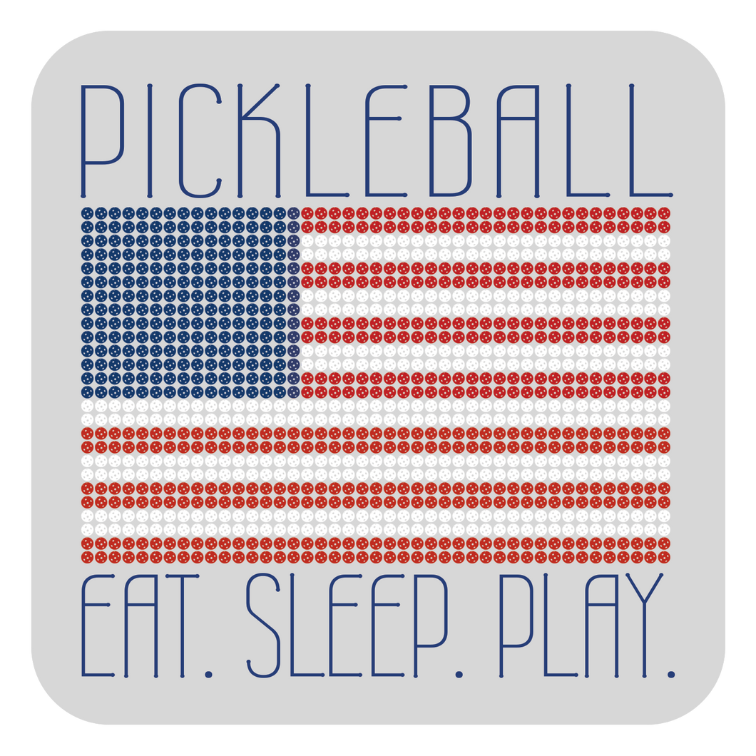 Eat. Sleep. Play. Logo Decal - Pickleball US Flag